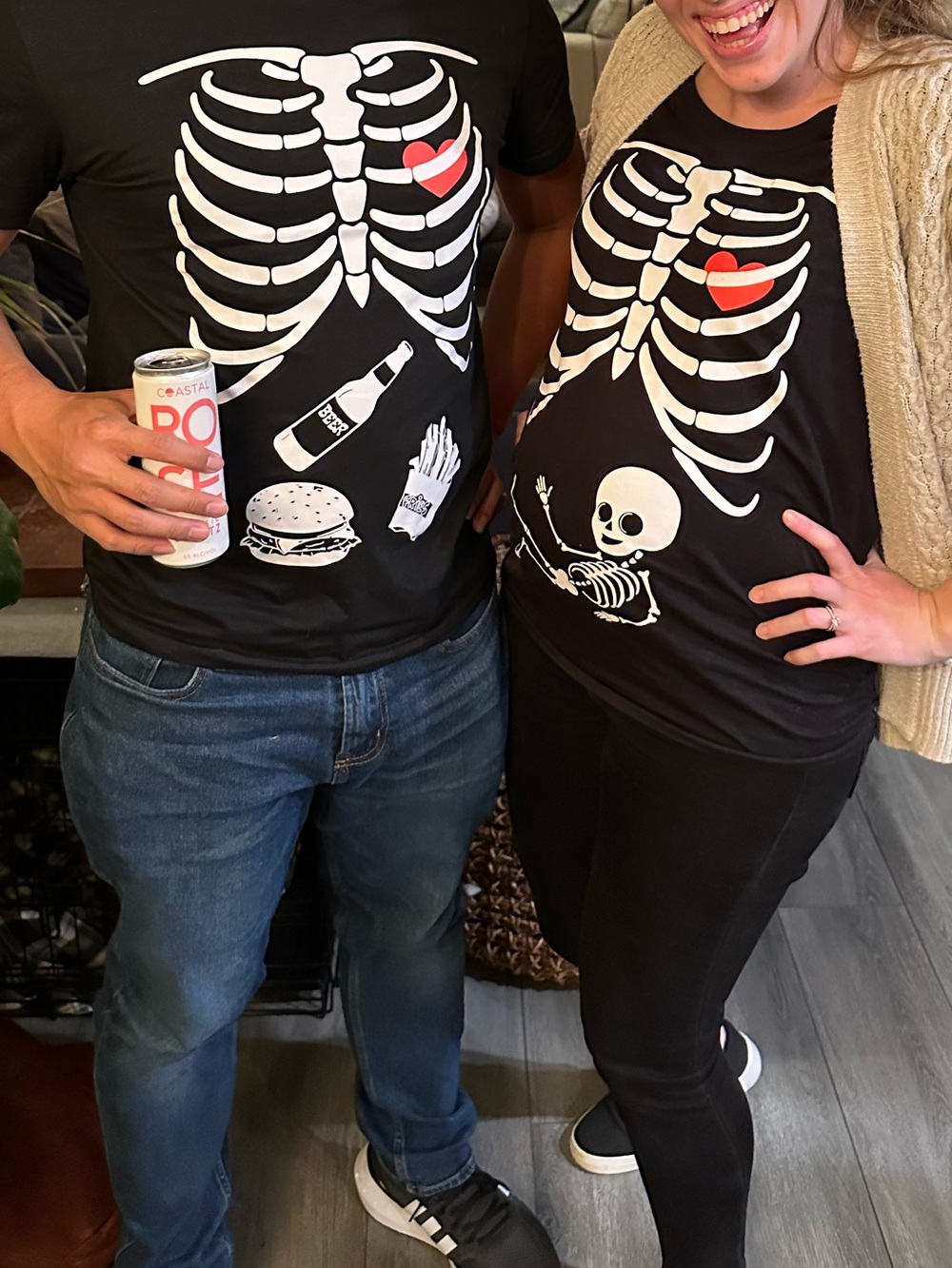 Halloween Maternity Skeleton Tee **comes with skeleton tee for dad!!**